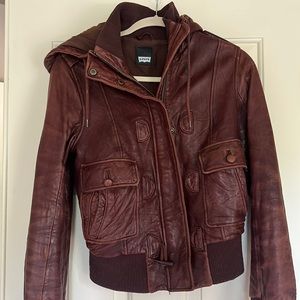 Levi's Women's Vintage Brown Leather Bomber Jacket